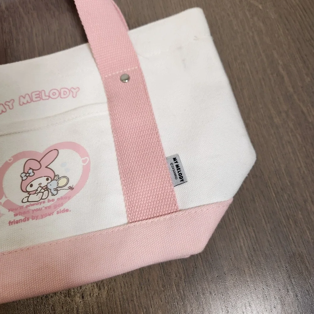 Sanrio x Miniso My Melody Pink White Canvas Tote Bag Small Handbag Cute Graphic